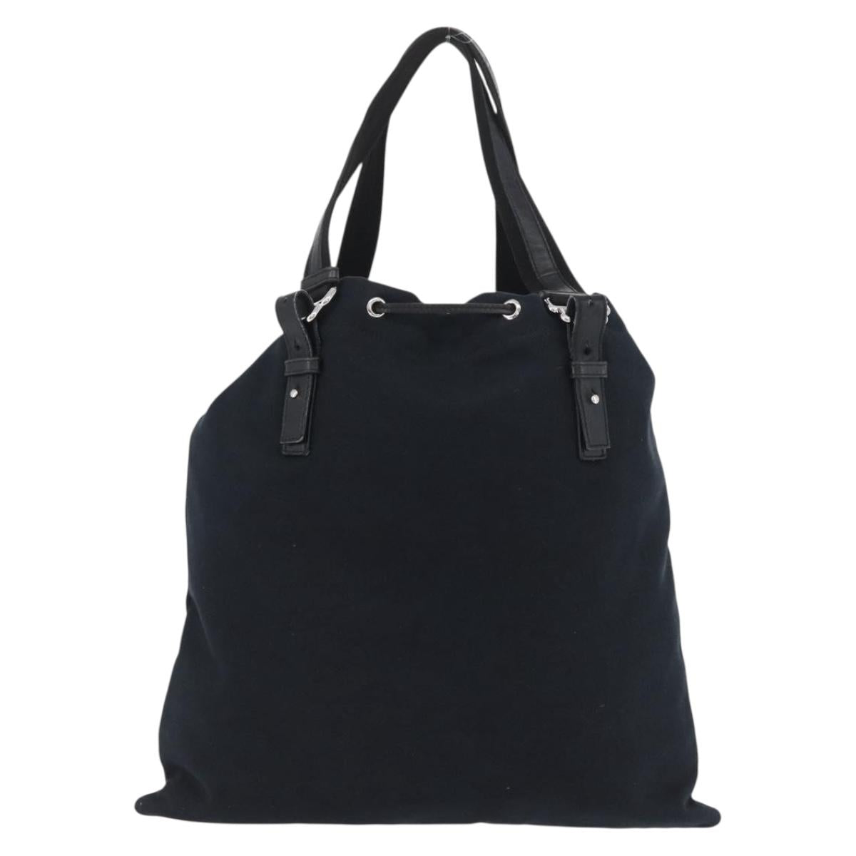 SAINT LAURENT Tote Bag Canvas Black Silver 121631 Auth ka2353