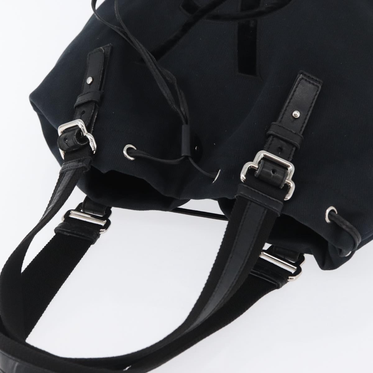 SAINT LAURENT Tote Bag Canvas Black Silver 121631 Auth ka2353