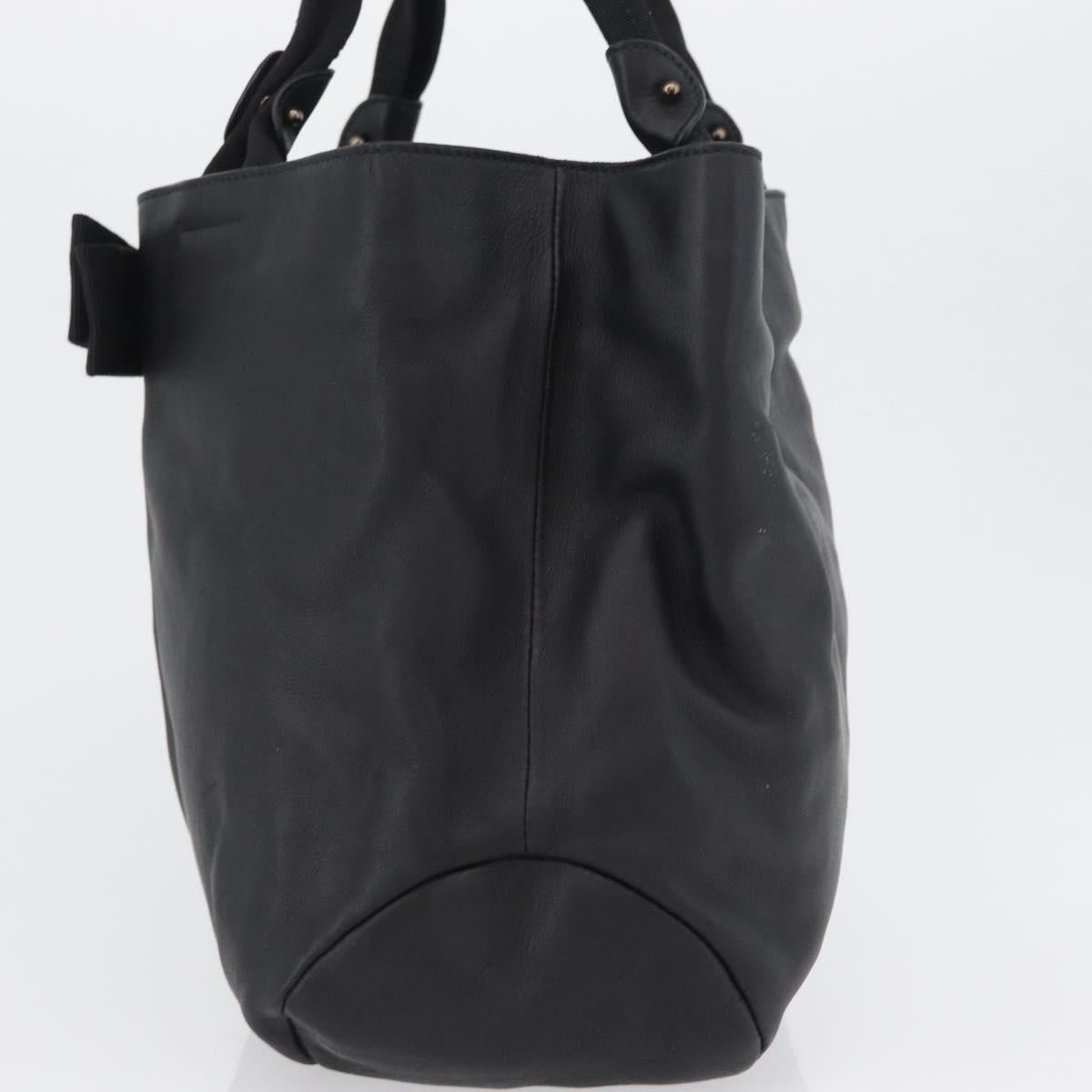 Salvatore Ferragamo Vara Ribbon Hand Bag Leather Black Auth ka2354