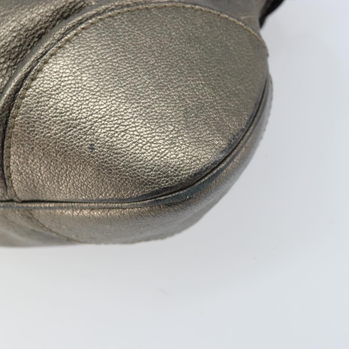 Salvatore Ferragamo Gancini Hand Bag Leather Gold Auth ka2356