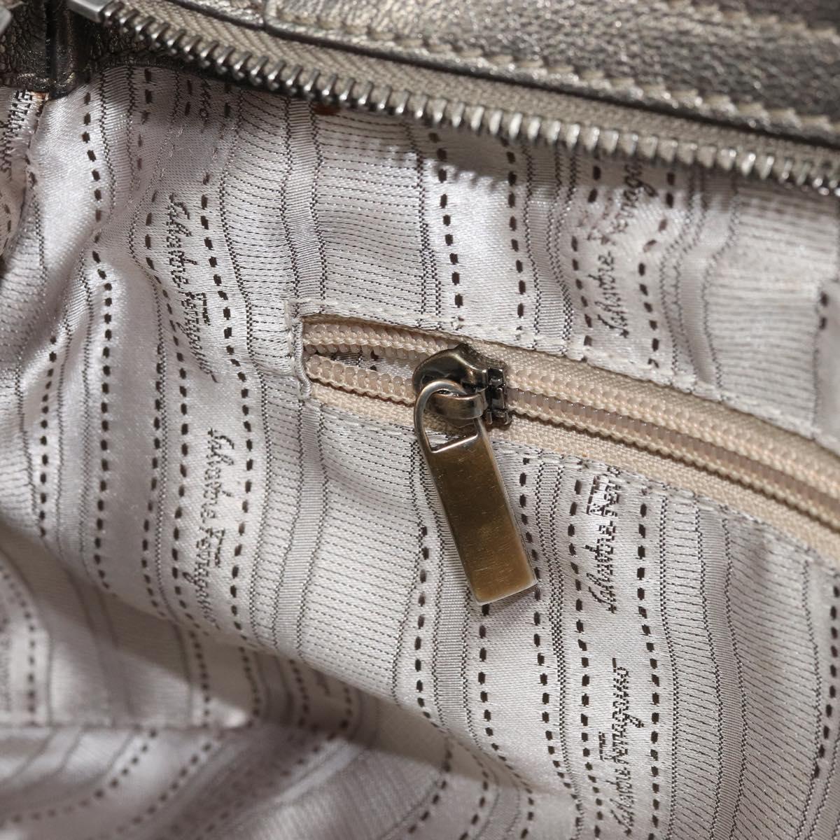 Salvatore Ferragamo Gancini Hand Bag Leather Gold Auth ka2356
