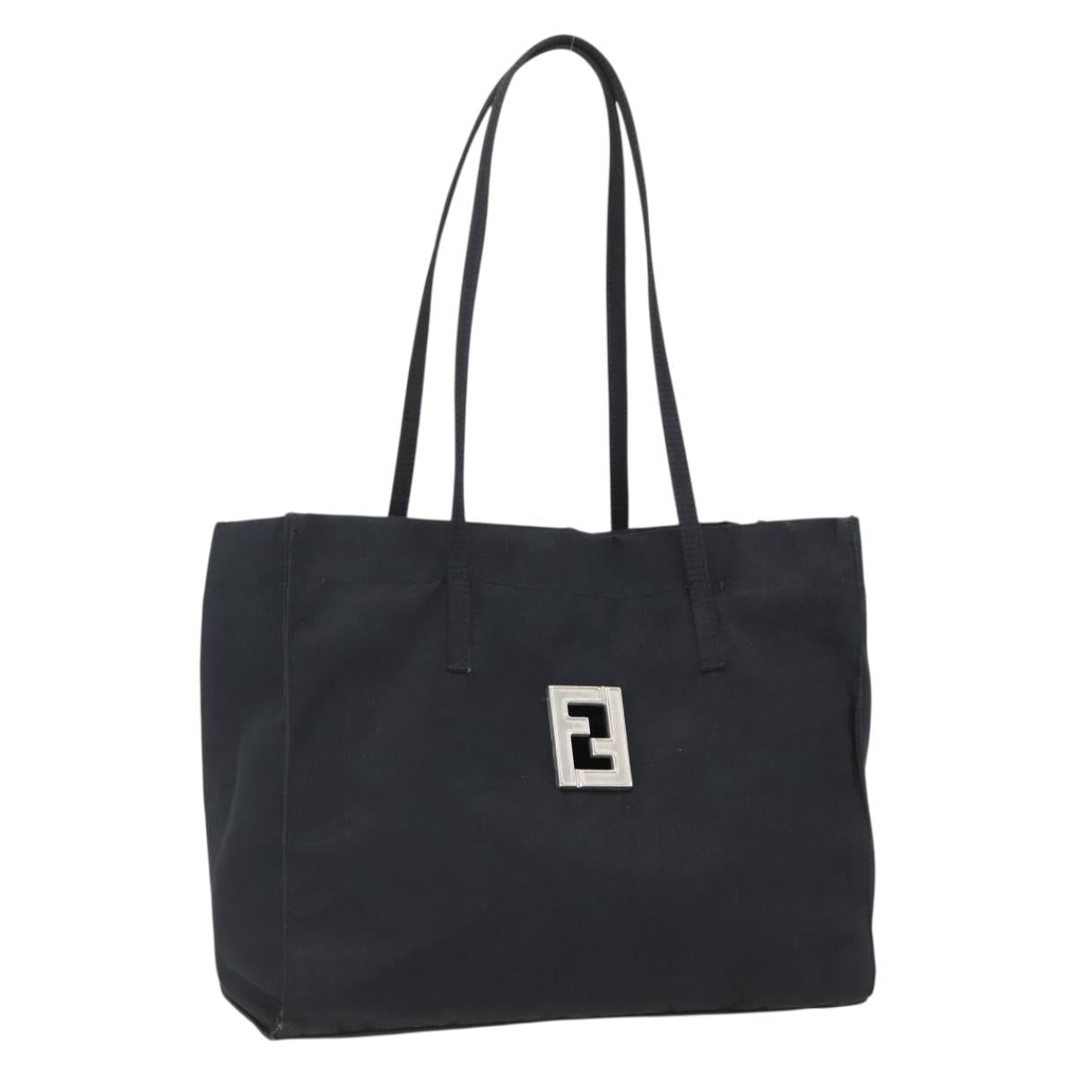 FENDI Tote Bag Nylon Black Silver Auth ka2357