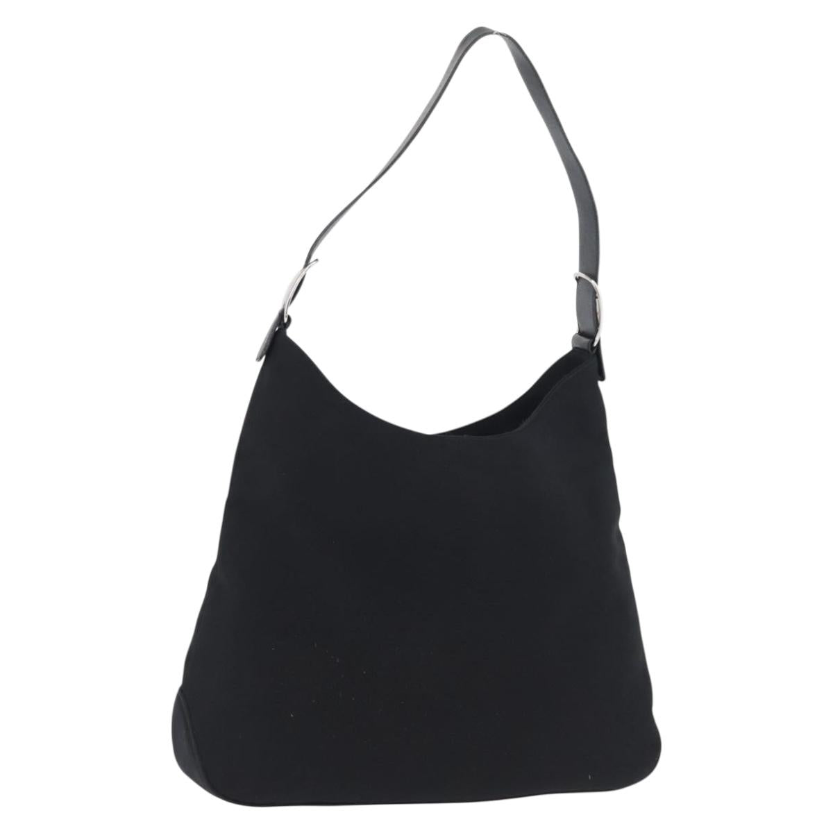 Salvatore Ferragamo Vala Shoulder Bag Nylon Silver Black Auth ka2359