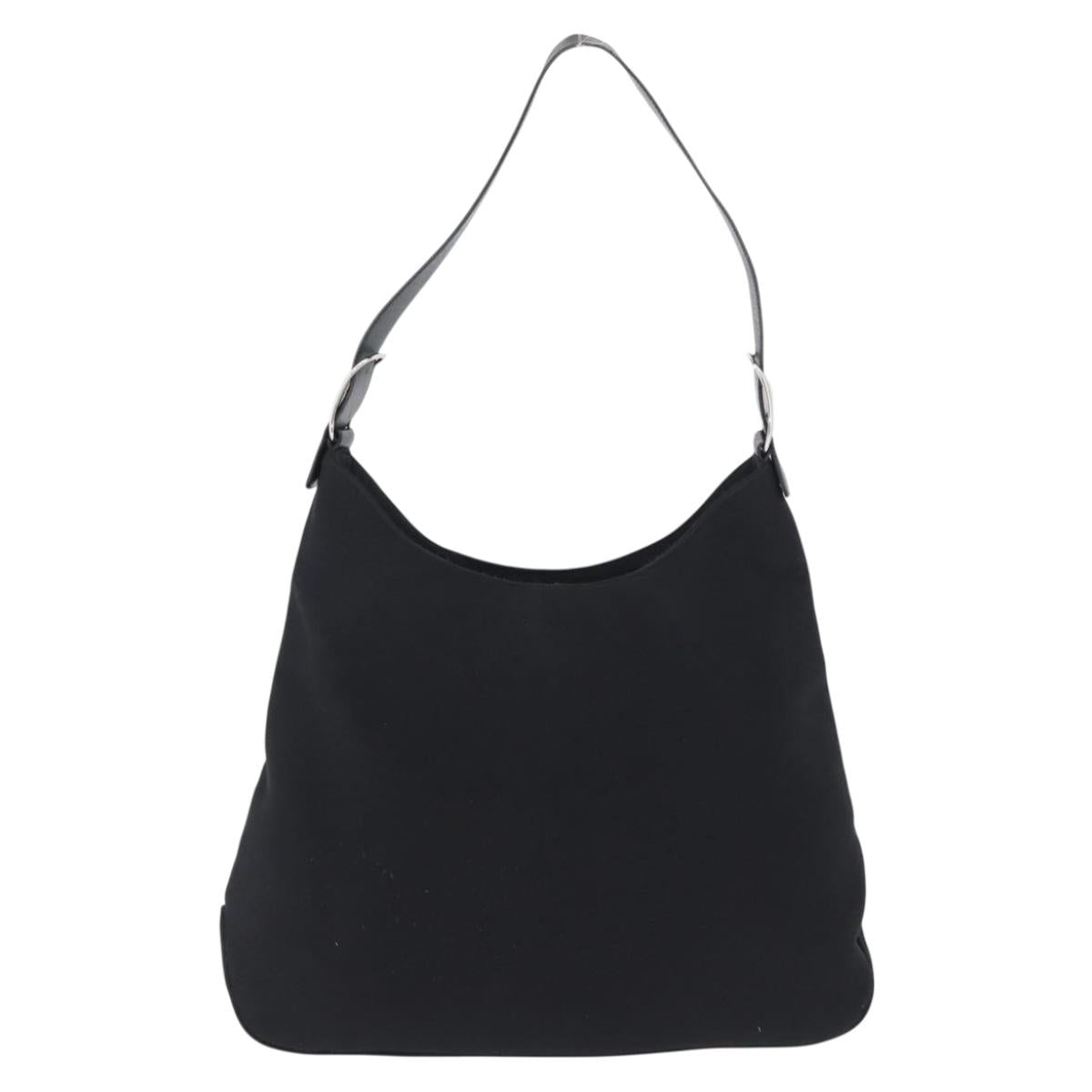 Salvatore Ferragamo Vala Shoulder Bag Nylon Silver Black Auth ka2359