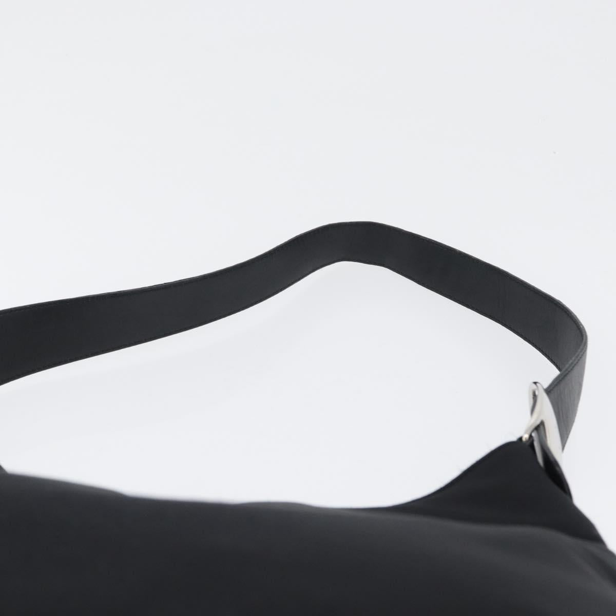Salvatore Ferragamo Vala Shoulder Bag Nylon Silver Black Auth ka2359