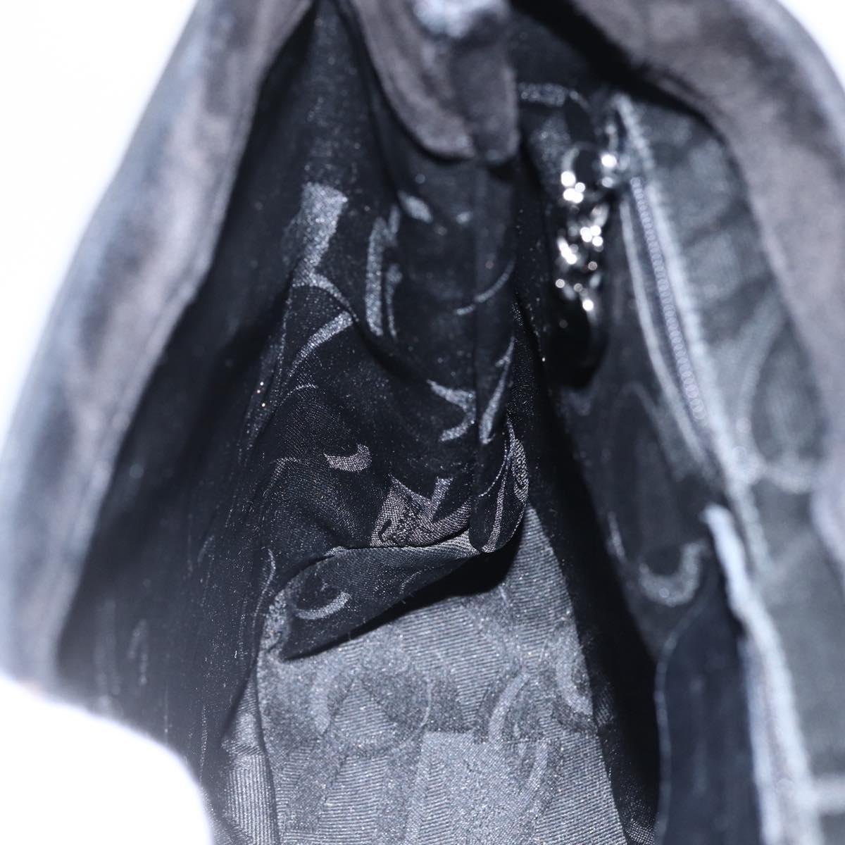 Salvatore Ferragamo Vala Shoulder Bag Leather Silver Black Auth ka2360
