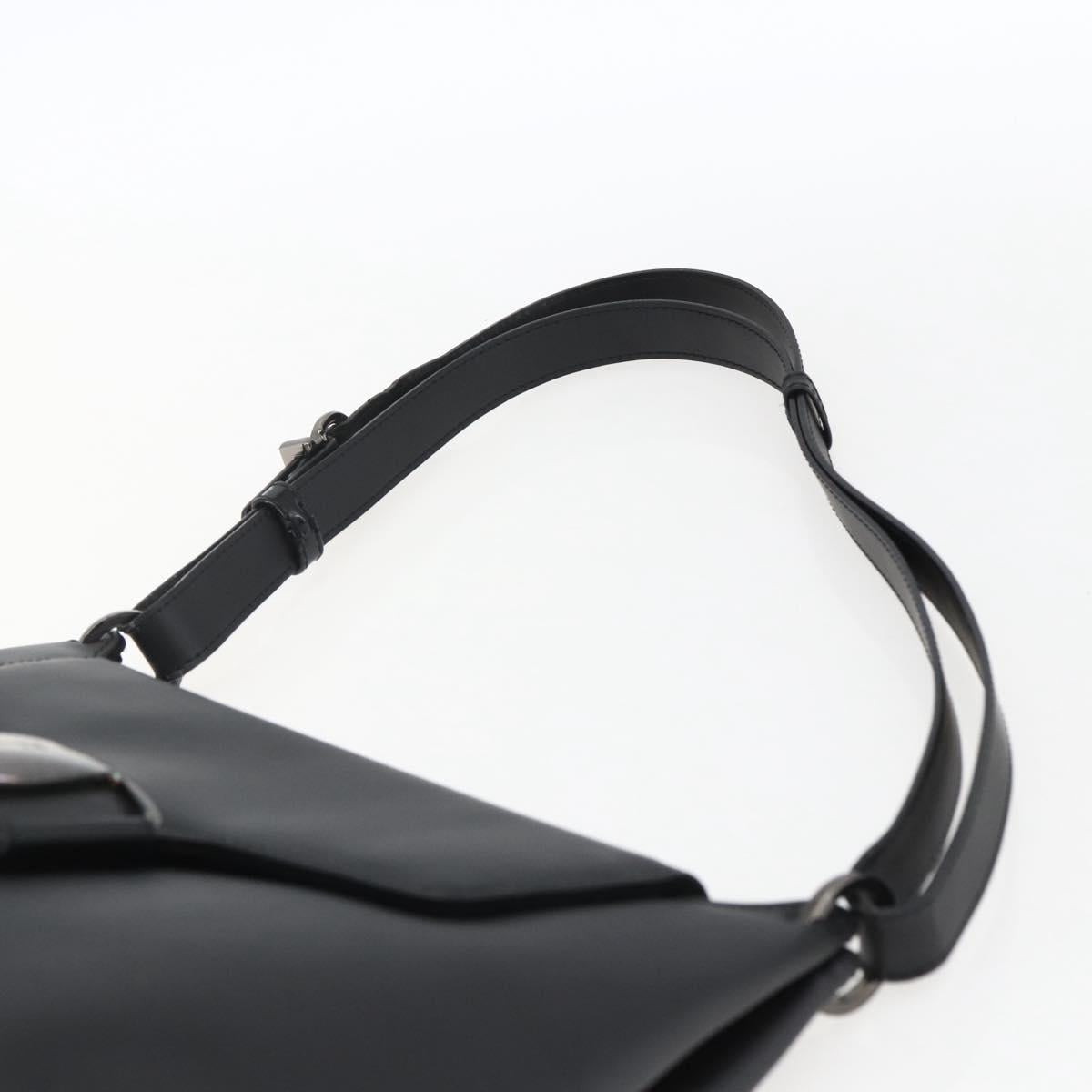 Salvatore Ferragamo Vala Shoulder Bag Leather Silver Black Auth ka2360