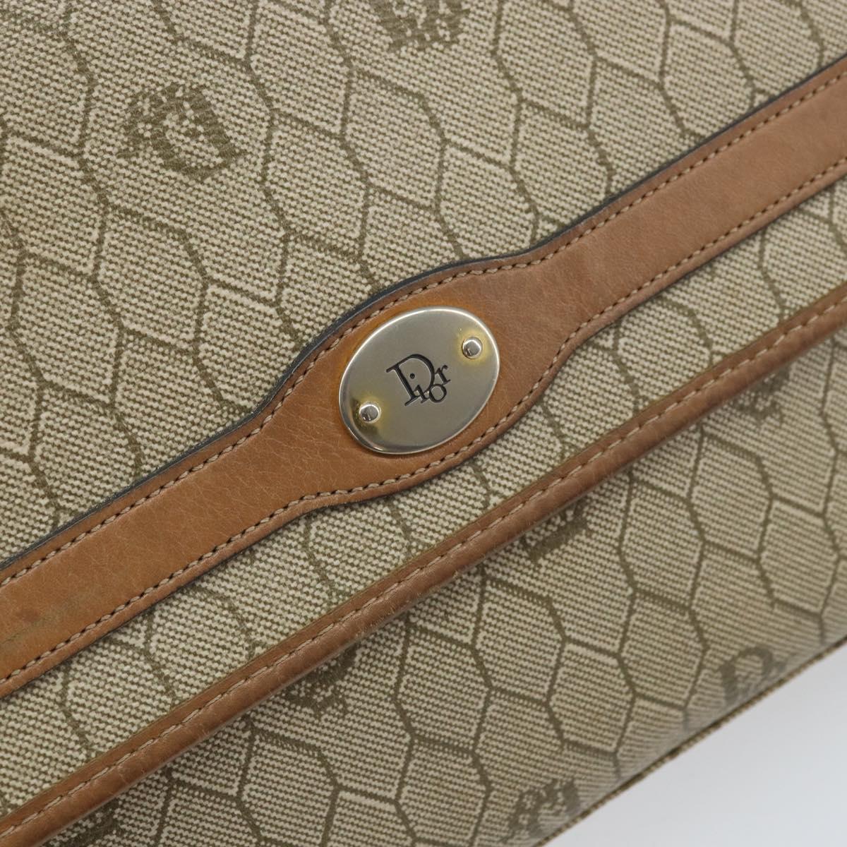 Christian Dior Honeycomb Canvas Shoulder Bag PVC Beige Gold Auth ka2361