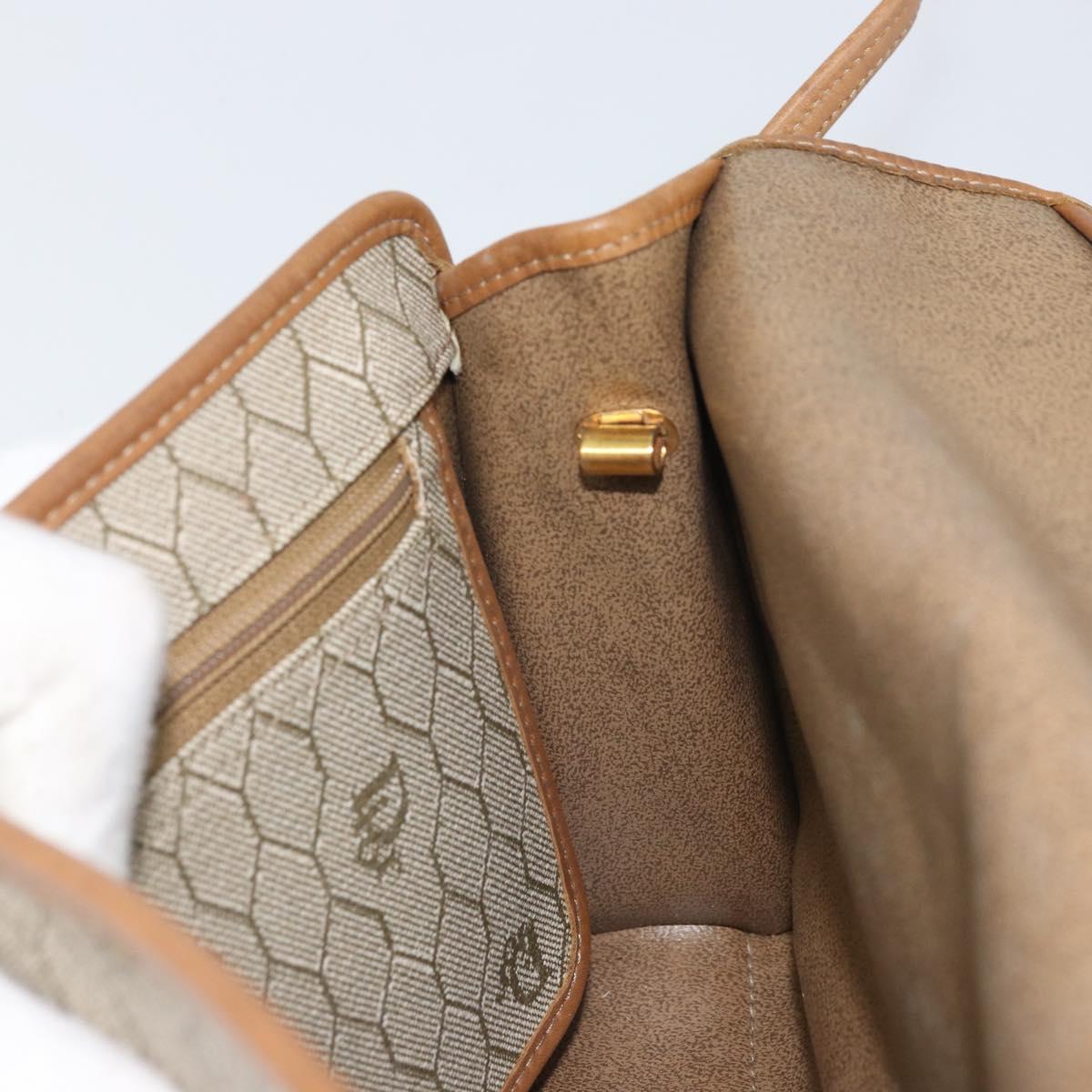Christian Dior Honeycomb Canvas Shoulder Bag PVC Beige Gold Auth ka2361