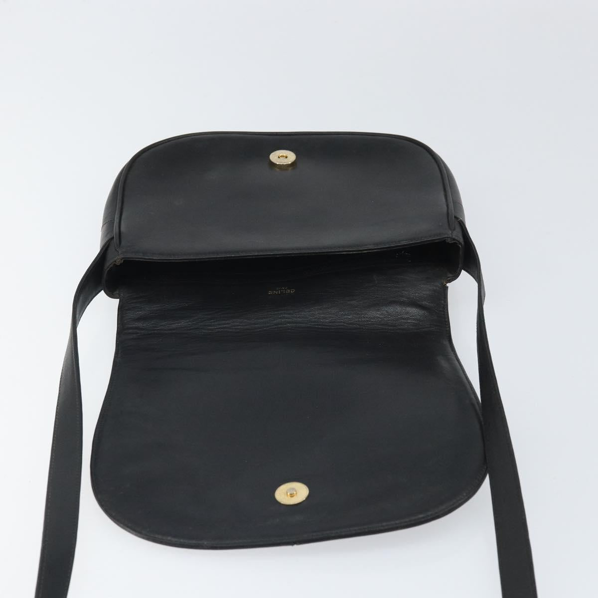 CELINE Macadam Canvas Shoulder Bag PVC Black Gold Auth ka2364