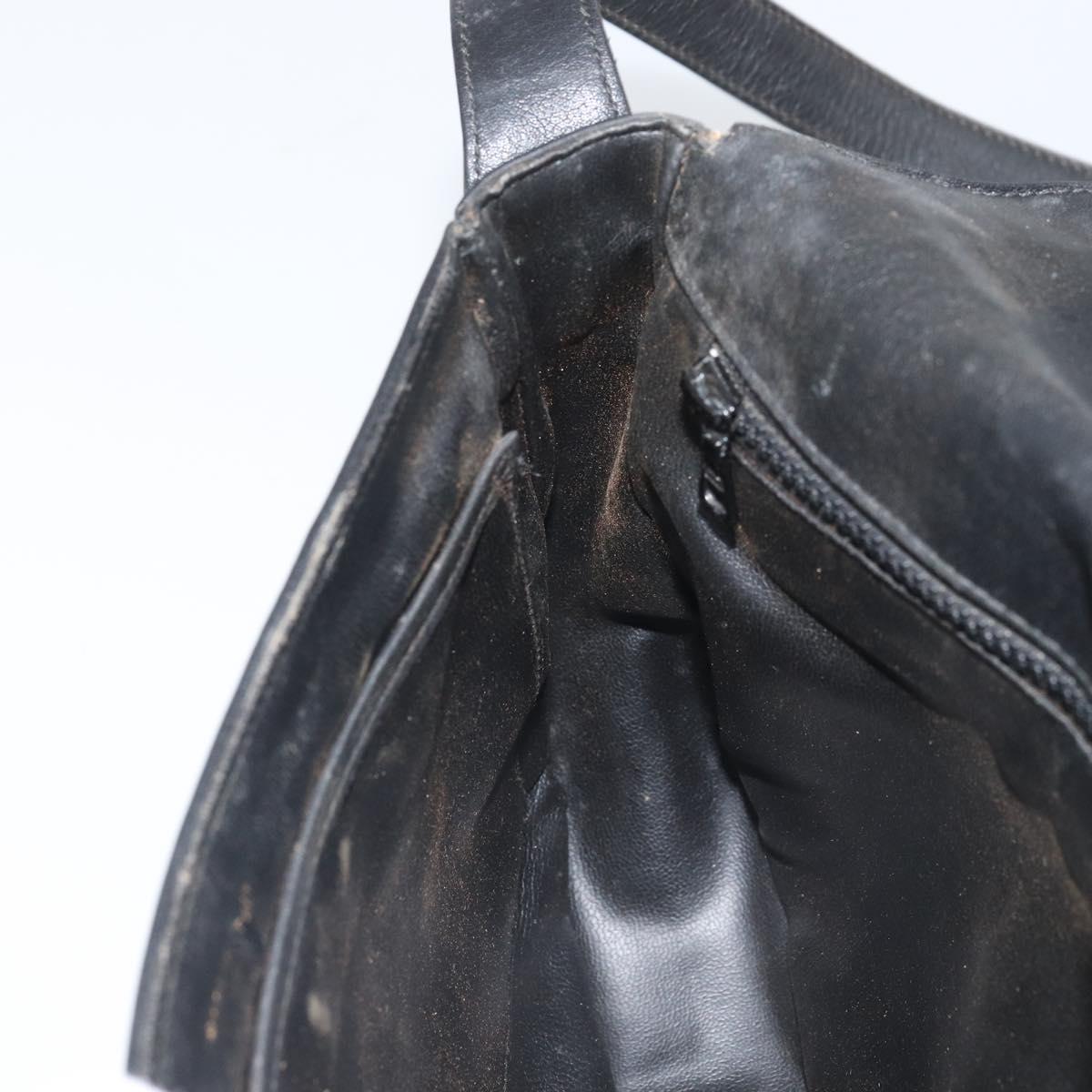 CELINE Macadam Canvas Shoulder Bag PVC Black Gold Auth ka2364