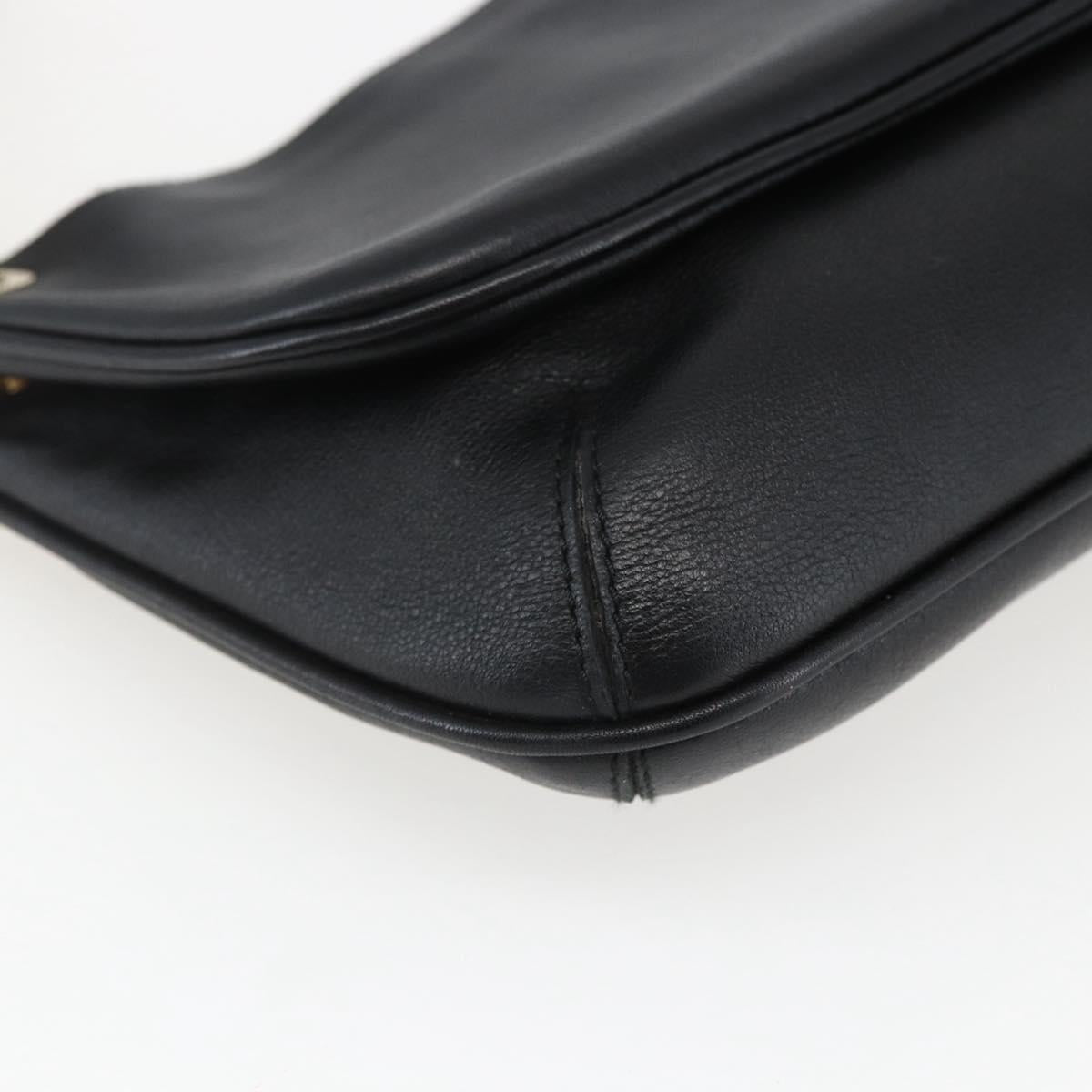 Salvatore Ferragamo Shoulder Bag Leather Gold Black Auth ka2367
