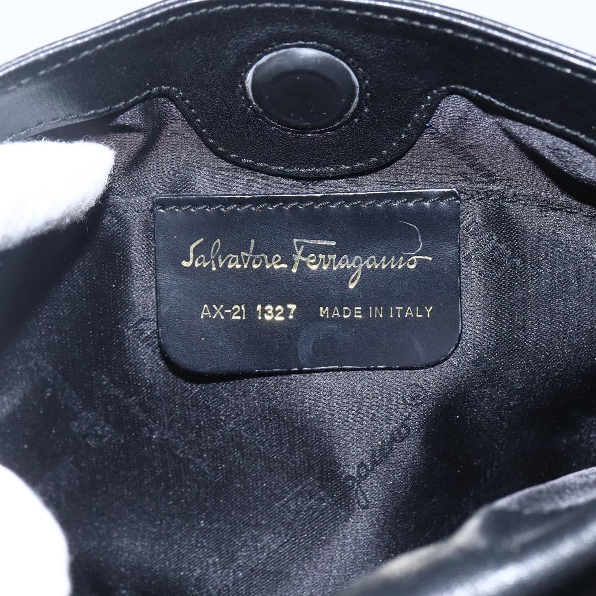Salvatore Ferragamo Shoulder Bag Leather Gold Black Auth ka2367
