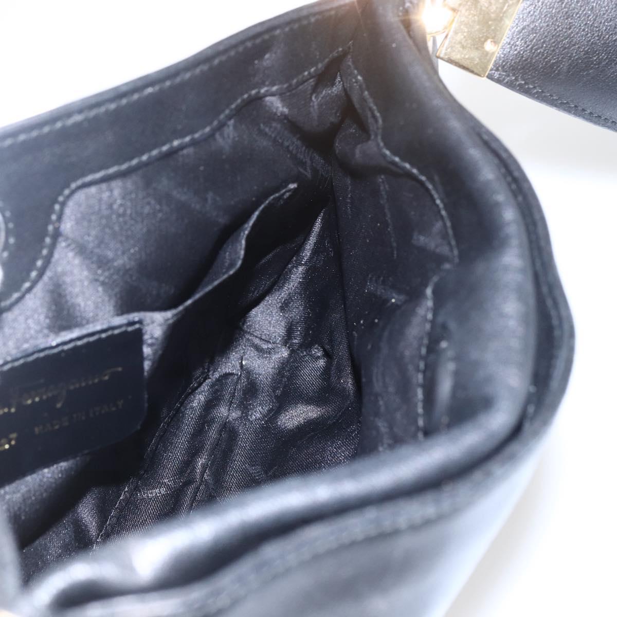 Salvatore Ferragamo Shoulder Bag Leather Gold Black Auth ka2367