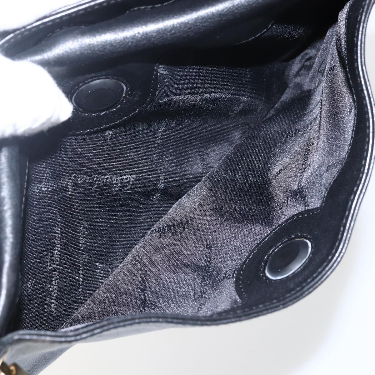 Salvatore Ferragamo Shoulder Bag Leather Gold Black Auth ka2367