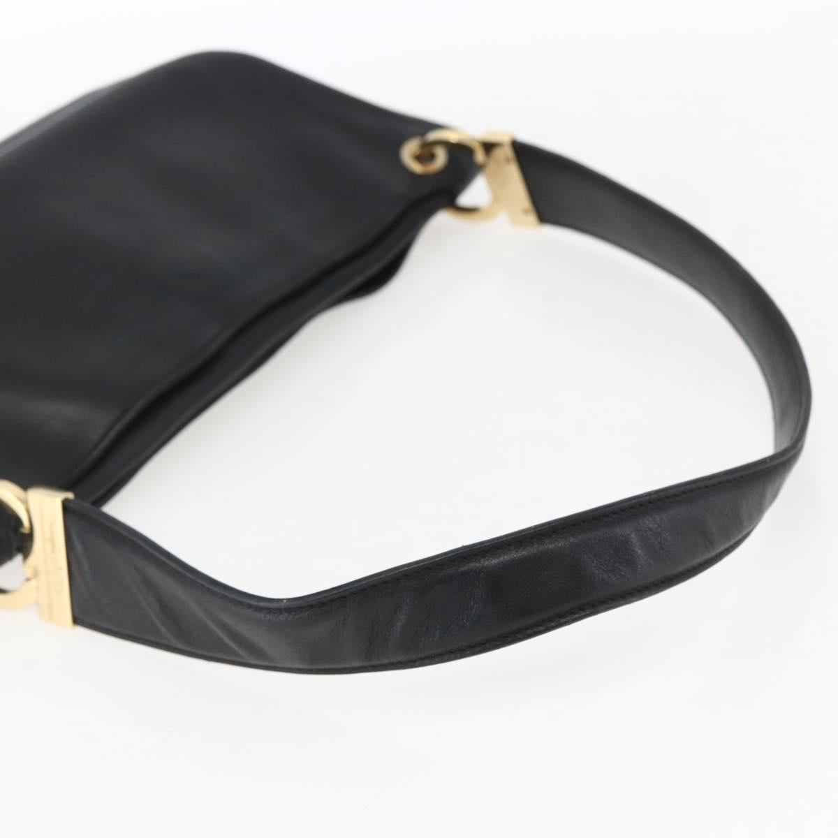 Salvatore Ferragamo Shoulder Bag Leather Gold Black Auth ka2367