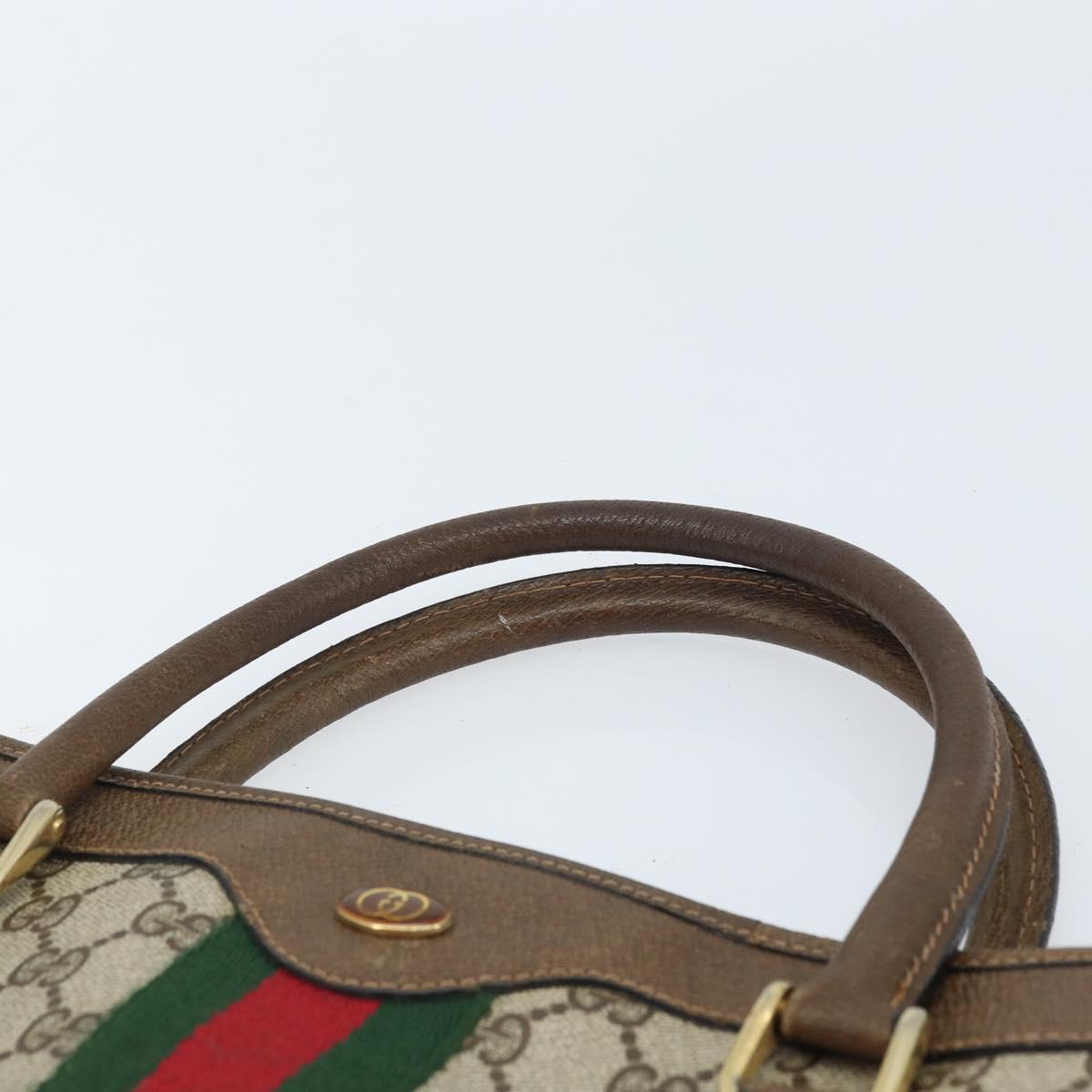 GUCCI GG Supreme Web Sherry Line Tote Bag PVC Beige Red 010 378 Auth ka2369