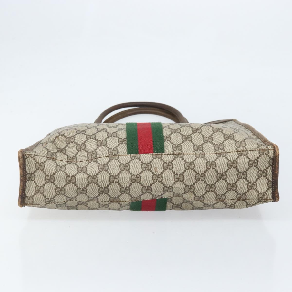 GUCCI GG Supreme Web Sherry Line Tote Bag PVC Beige Red 010 378 Auth ka2369