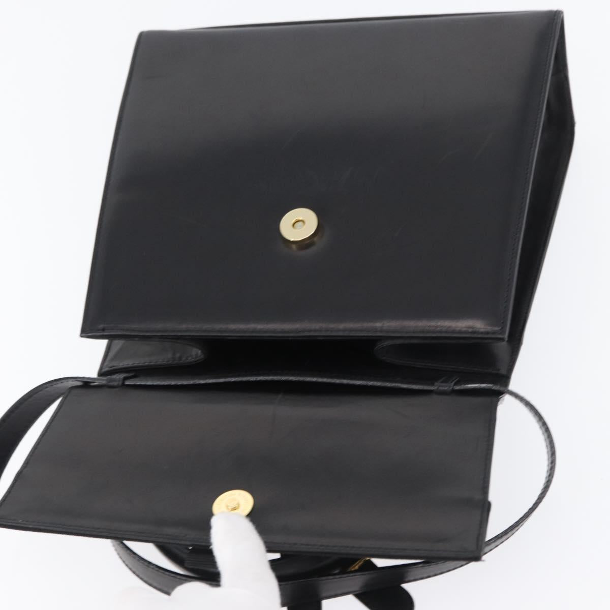 Salvatore Ferragamo Vara Ribbon Hand Bag Leather 2way Black Gold Auth ka2379
