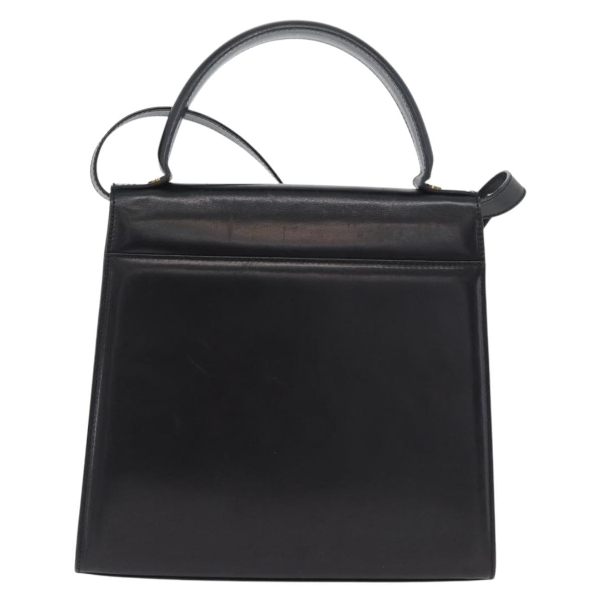 Salvatore Ferragamo Vara Ribbon Hand Bag Leather 2way Black Gold Auth ka2379