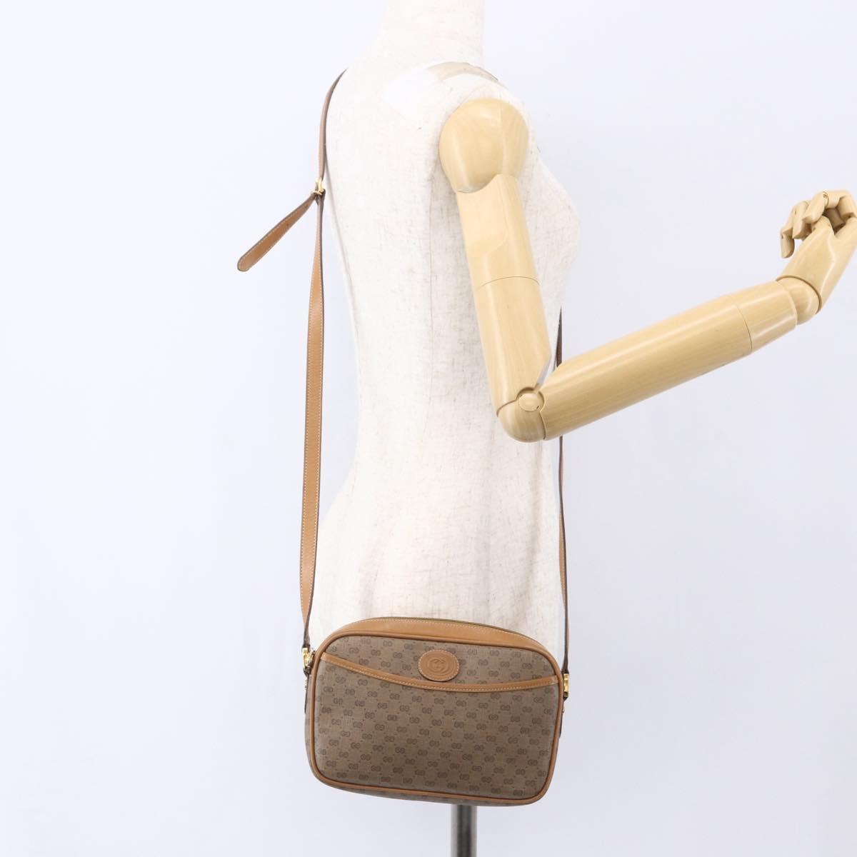 GUCCI Micro GG Supreme Shoulder Bag PVC Beige Gold 007 113 0095 Auth ka238