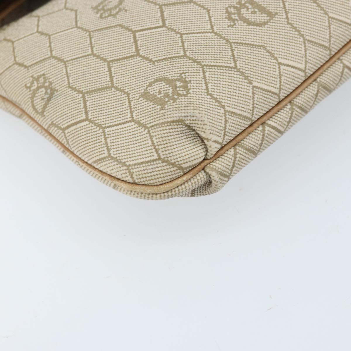 Christian Dior Honeycomb Canvas Shoulder Bag PVC Beige Gold Auth ka2388
