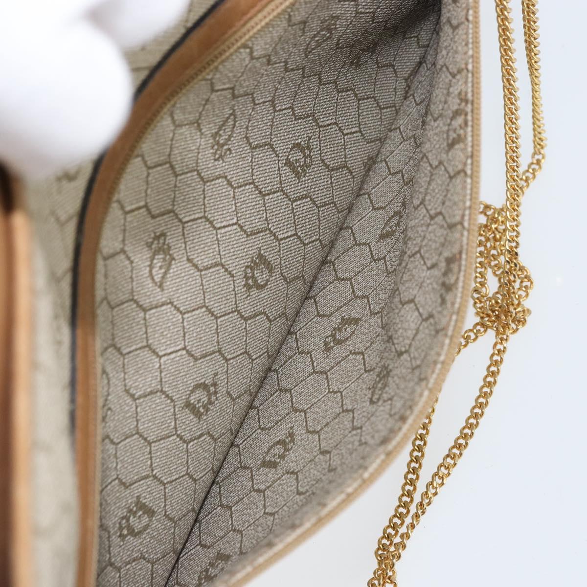 Christian Dior Honeycomb Canvas Shoulder Bag PVC Beige Gold Auth ka2388