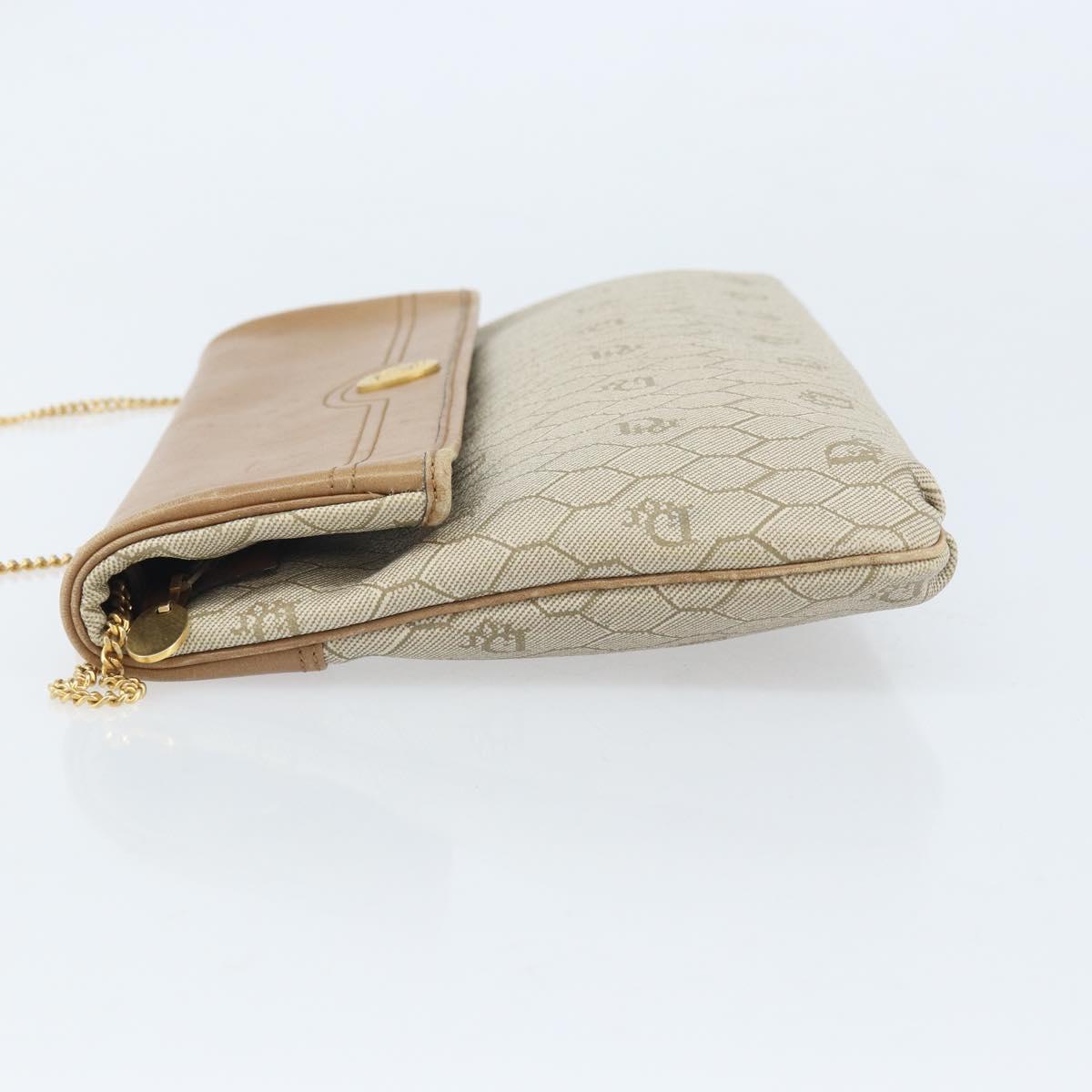 Christian Dior Honeycomb Canvas Shoulder Bag PVC Beige Gold Auth ka2388