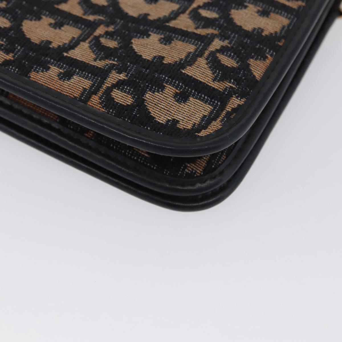 Christian Dior Chain Trotter Canvas Shoulder Bag Navy Gold Auth ka2389