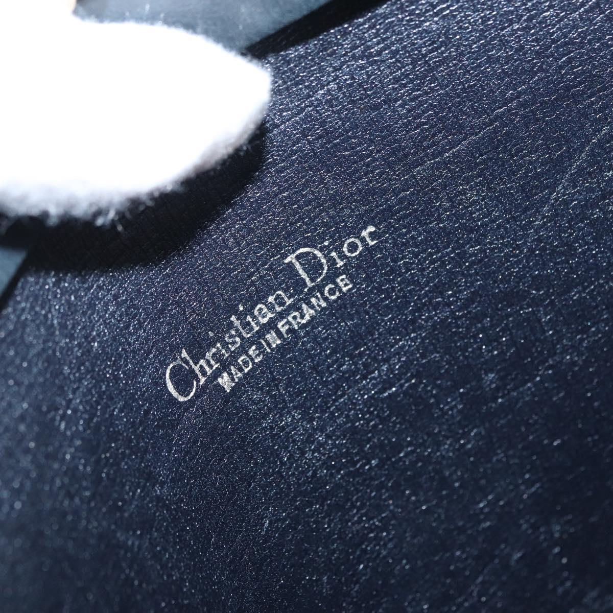 Christian Dior Chain Trotter Canvas Shoulder Bag Navy Gold Auth ka2389