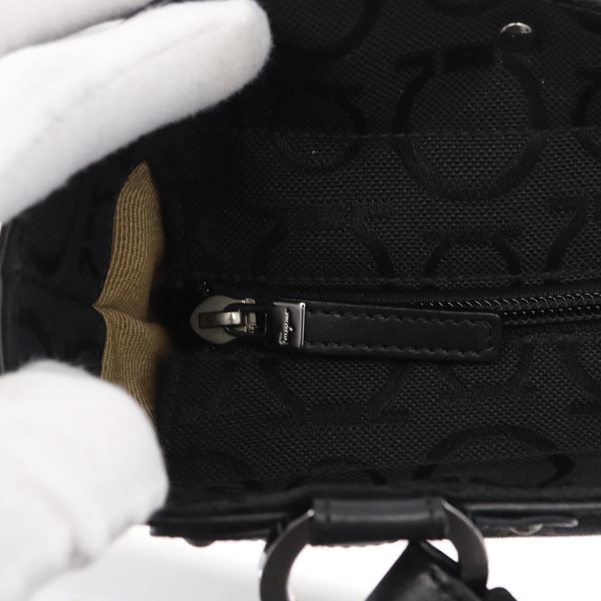 Salvatore Ferragamo Gancini Tote Bag Canvas Black Auth ka2394