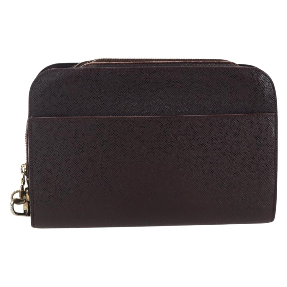 LOUIS VUITTON Taiga Baikal Clutch Bag Acajou M30186 LV Auth ka2397