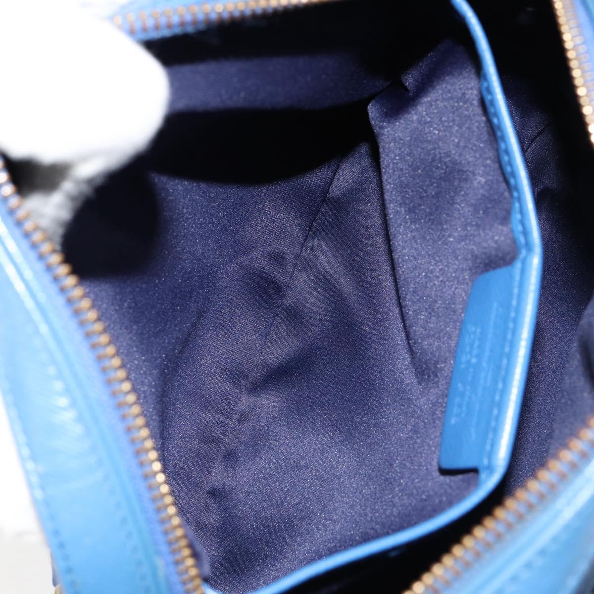 Salvatore Ferragamo Vala Chain Shoulder Bag Leather Blue Gold Auth ka240