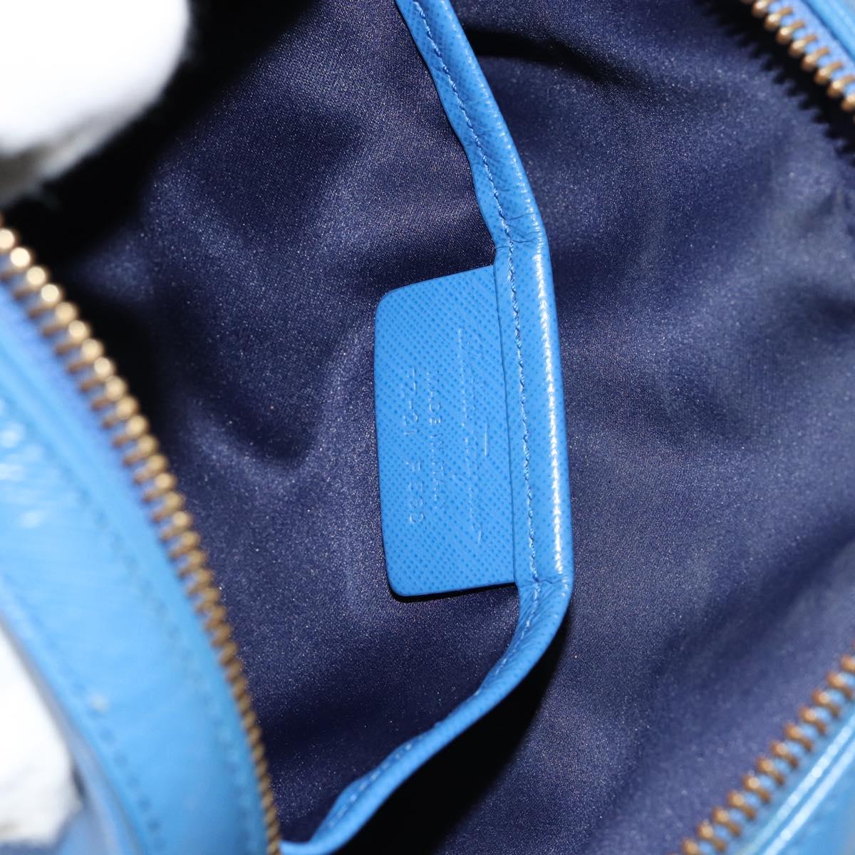 Salvatore Ferragamo Vala Chain Shoulder Bag Leather Blue Gold Auth ka240