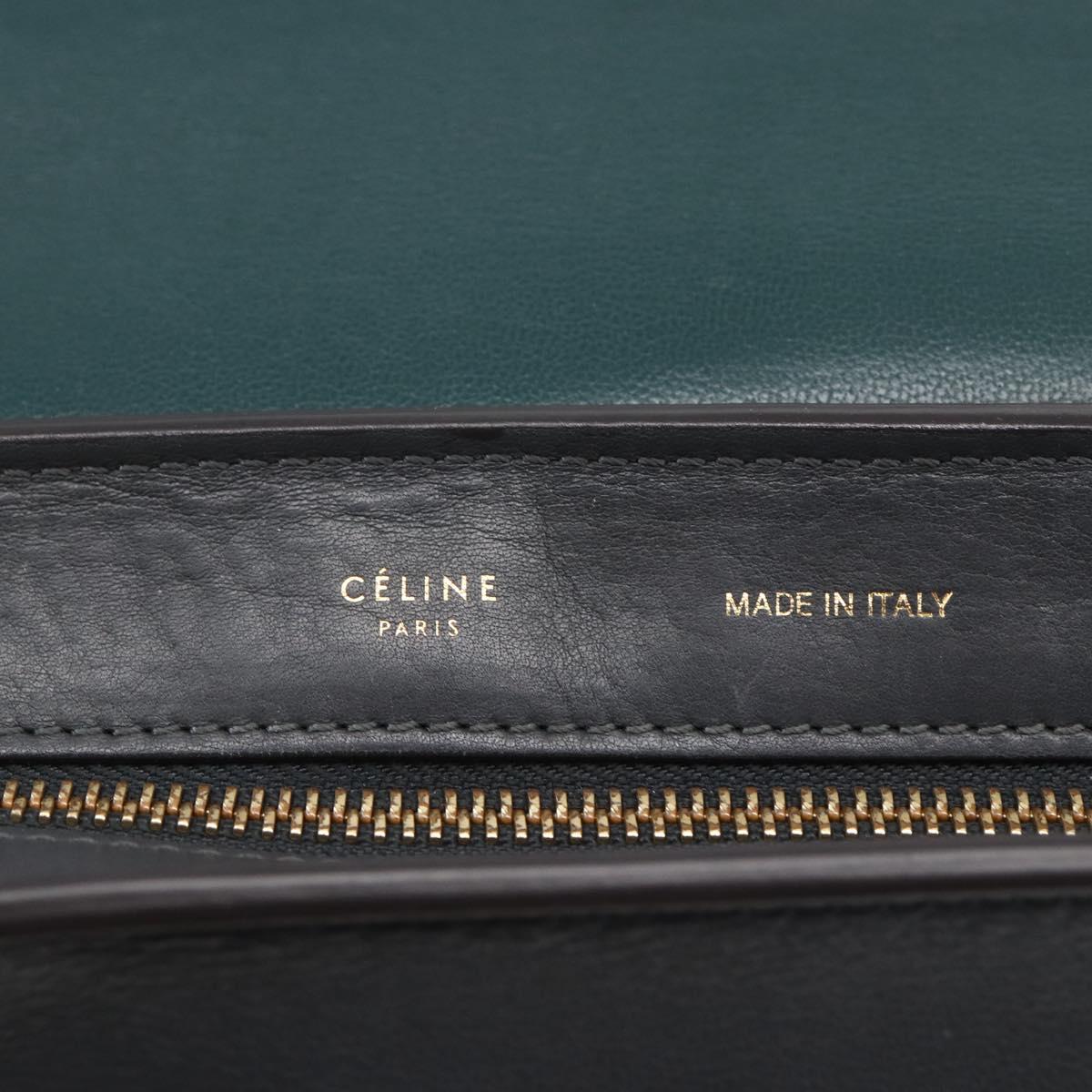CELINE Trapeze Medium Hand Bag Leather 2way Red Green gold Auth ka241