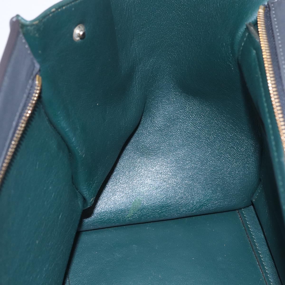 CELINE Trapeze Medium Hand Bag Leather 2way Red Green gold Auth ka241