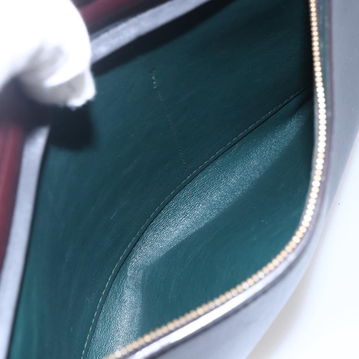 CELINE Trapeze Medium Hand Bag Leather 2way Red Green gold Auth ka241