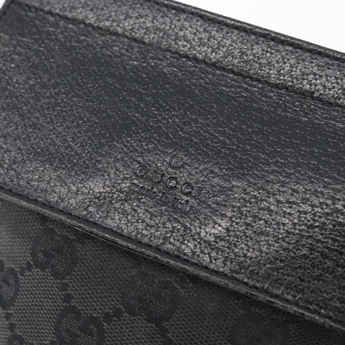 GUCCI GG Canvas Waist bag Black Silver 28566 Auth ka2413
