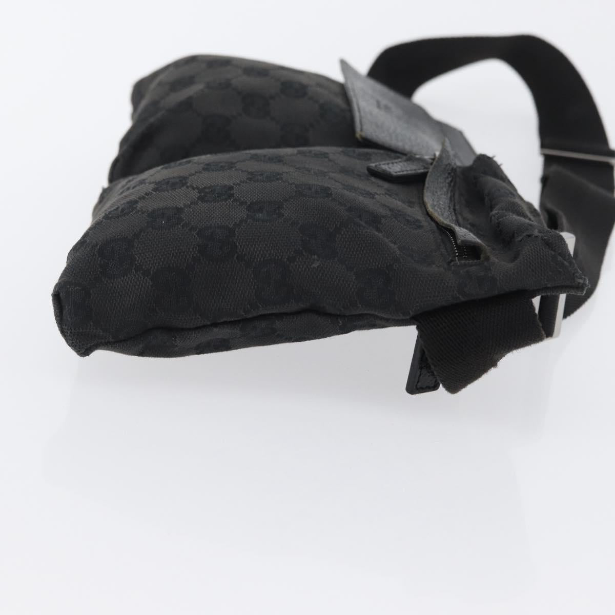 GUCCI GG Canvas Waist bag Black Silver 28566 Auth ka2413