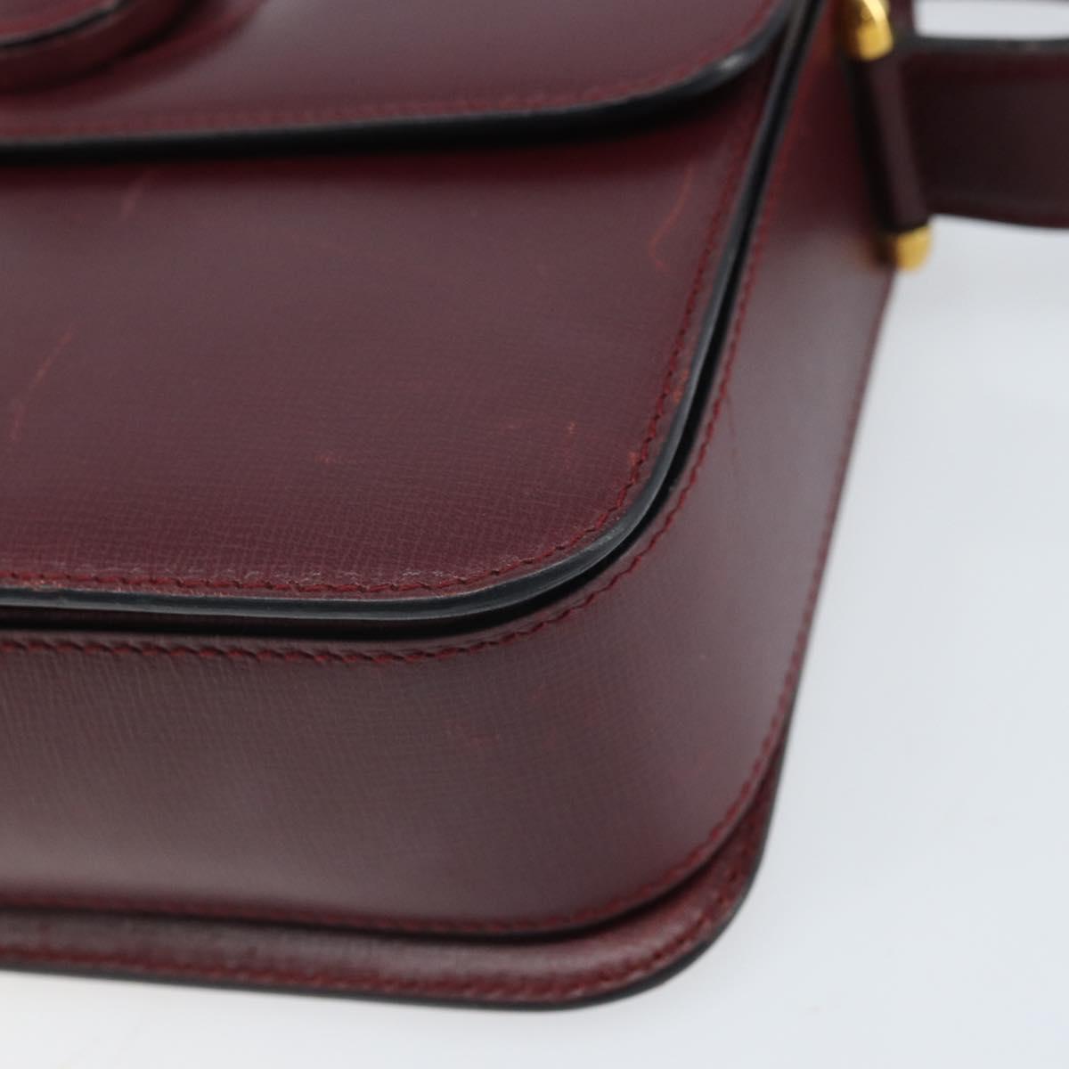 CARTIER Must Line Shoulder Bag Leather Bordeaux Gold Auth ka2426