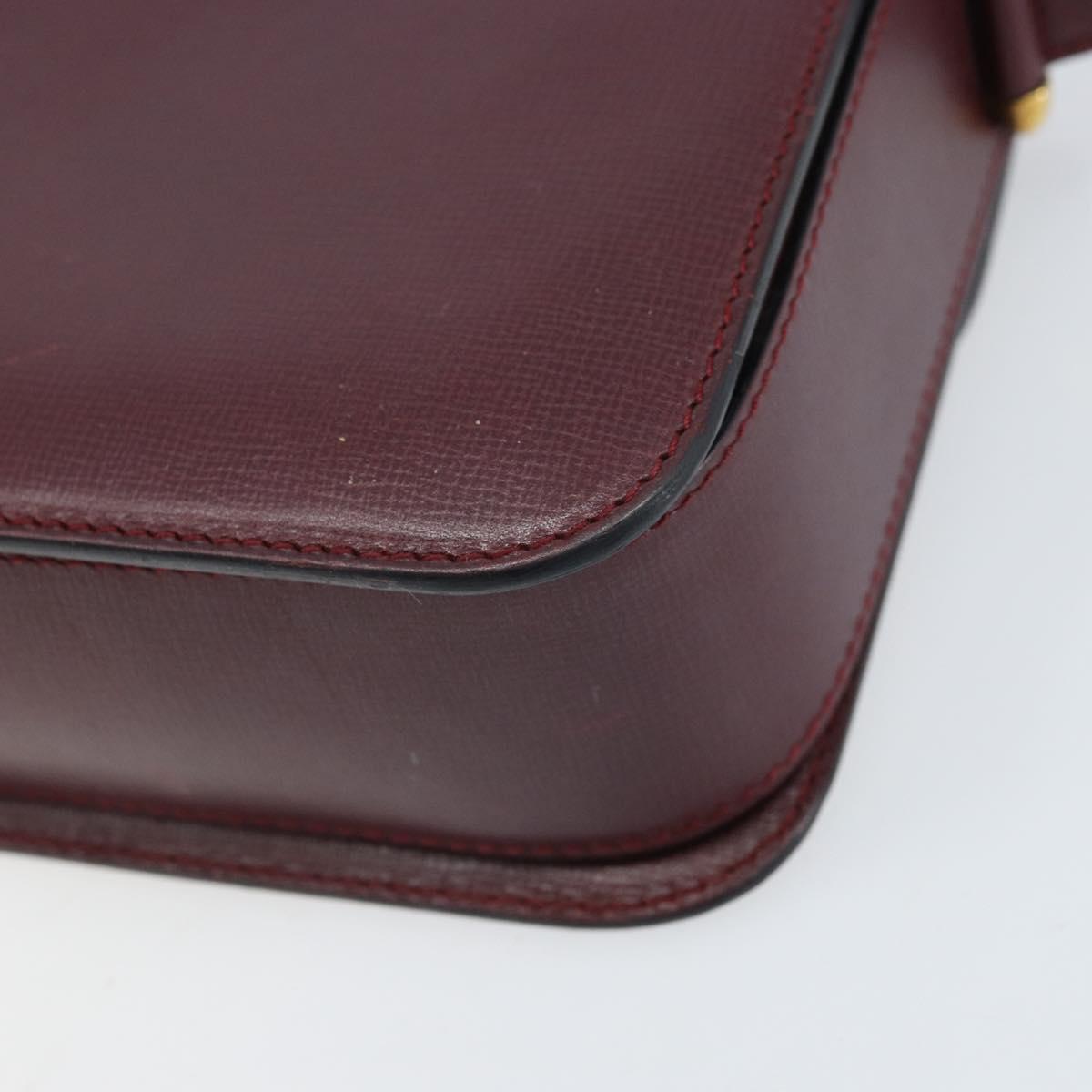 CARTIER Must Line Shoulder Bag Leather Bordeaux Gold Auth ka2426