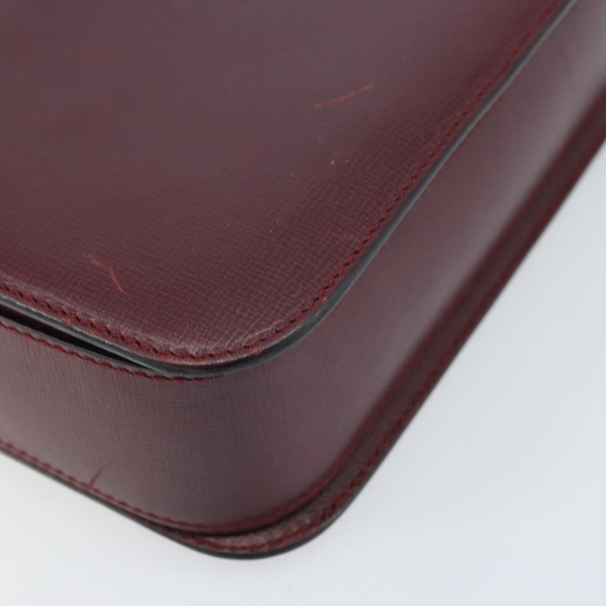CARTIER Must Line Shoulder Bag Leather Bordeaux Gold Auth ka2426