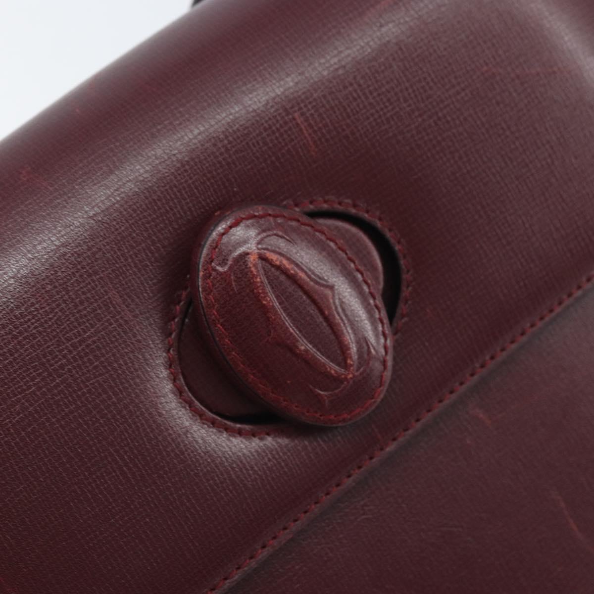 CARTIER Must Line Shoulder Bag Leather Bordeaux Gold Auth ka2426