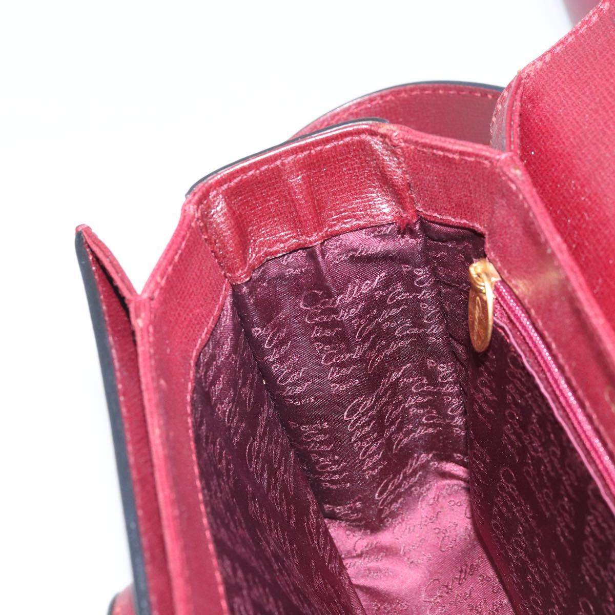 CARTIER Must Line Shoulder Bag Leather Bordeaux Gold Auth ka2426