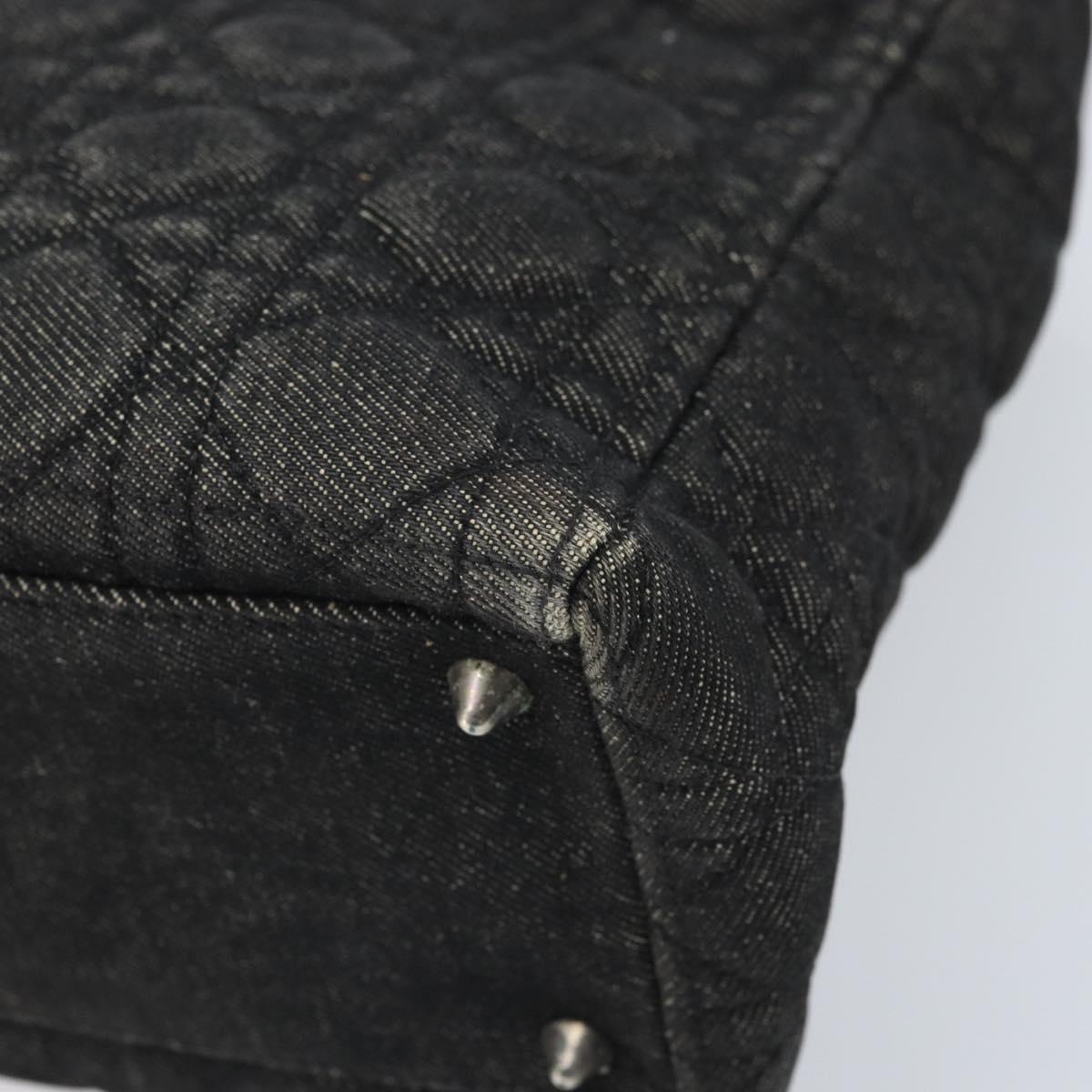 Christian Dior Lady Dior Canage Tote Bag Denim 2way Black Silver Auth ka2427A