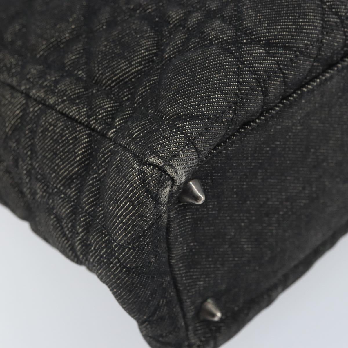 Christian Dior Lady Dior Canage Tote Bag Denim 2way Black Silver Auth ka2427A