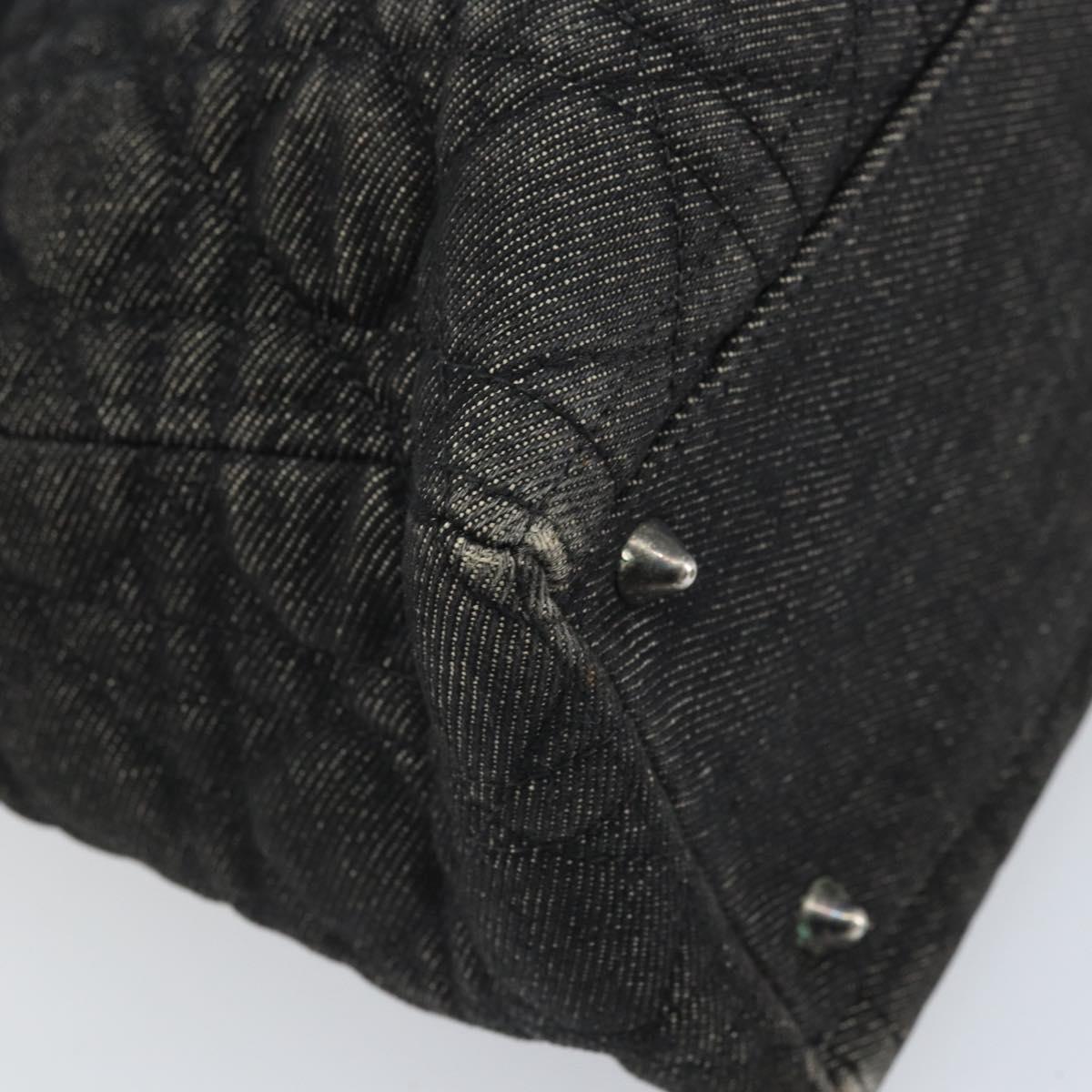 Christian Dior Lady Dior Canage Tote Bag Denim 2way Black Silver Auth ka2427A