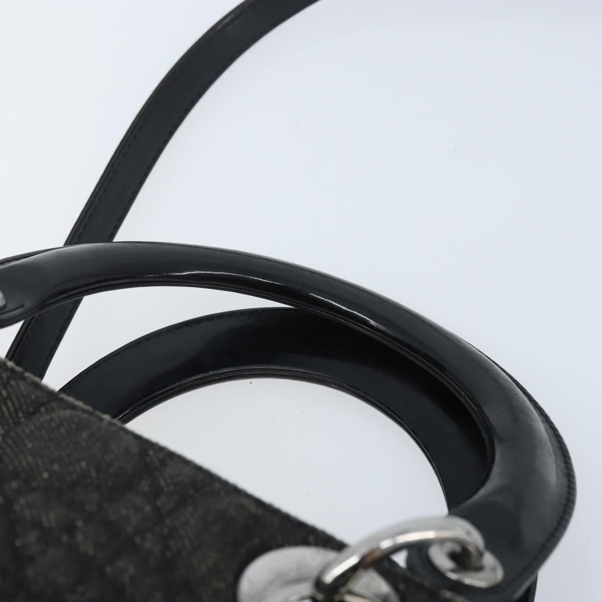 Christian Dior Lady Dior Canage Tote Bag Denim 2way Black Silver Auth ka2427A