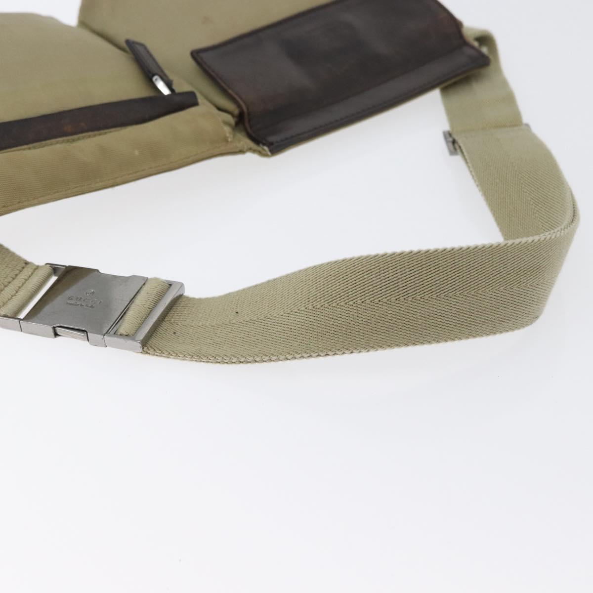 GUCCI Waist bag Nylon Beige Silver 28566 Auth ka2449