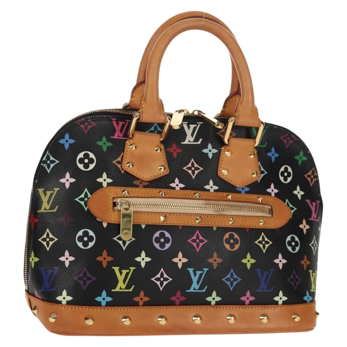 LOUIS VUITTON Monogram Multicolor Alma Hand Bag Black M92646 LV Auth ka244AV